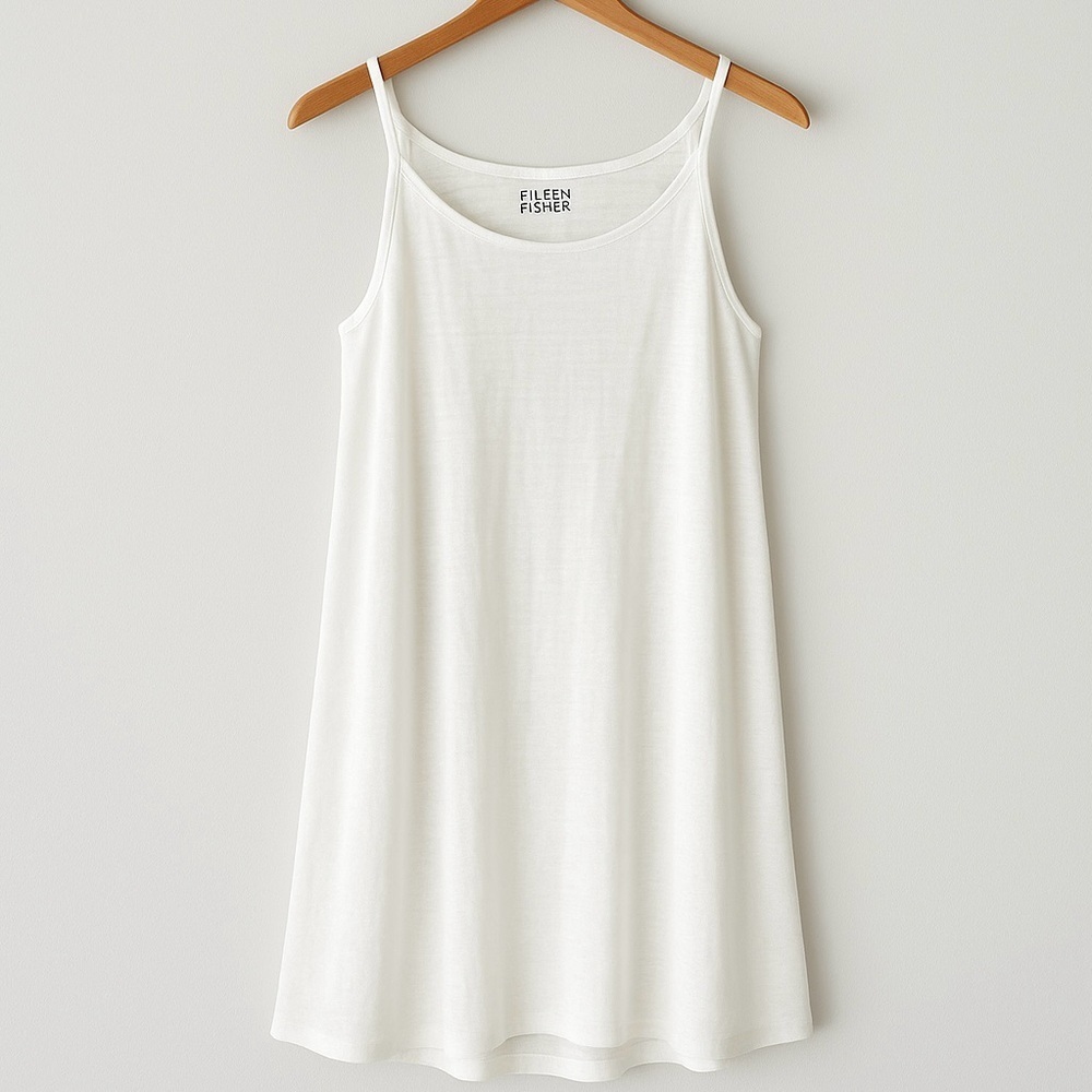 Eileen Fisher Organic Linen Flowy Tunic Tank Top, Size M, Elevated Closet Staple